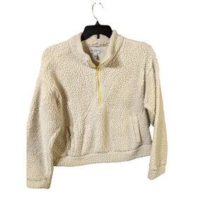 Arizona Half Zip Pullover Sherpa Jacket Size Large Cream Off-White